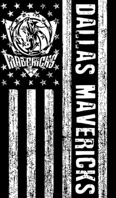 Dallas Mavericks Black And White American Flag logo decal sticker