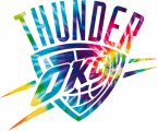 Oklahoma City Thunder rainbow spiral tie-dye logo decal sticker