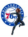 Philadelphia 76ers Black Widow Logo Sticker Heat Transfer
