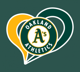 Oakland Athletics Heart Logo Sticker Heat Transfer
