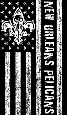 New Orleans Pelicans Black And White American Flag logo decal sticker