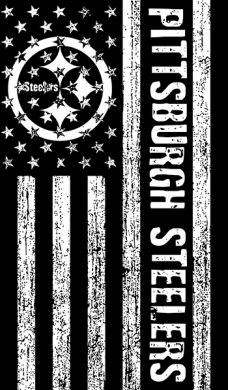Pittsburgh Steelers Black And White American Flag logo Sticker Heat Transfer