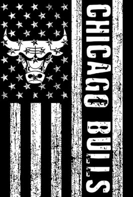 Chicago Bulls Black And White American Flag logo decal sticker