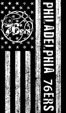 Philadelphia 76ers Black And White American Flag logo decal sticker