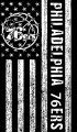 Philadelphia 76ers Black And White American Flag logo decal sticker