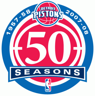Detroit Pistons 2007-2008 Anniversary Logo Sticker Heat Transfer