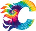 Calgary Flames rainbow spiral tie-dye logo decal sticker