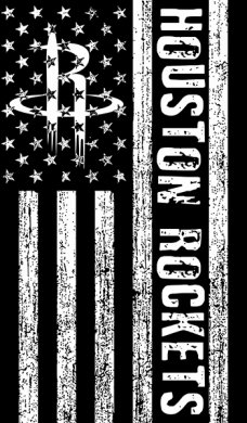 Houston Rockets Black And White American Flag logo decal sticker