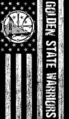 Golden State Warriors Black And White American Flag logo decal sticker