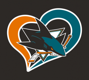 San Jose Sharks Heart Logo Sticker Heat Transfer