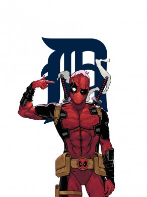 Detroit Tigers Deadpool Logo Sticker Heat Transfer