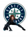 Seattle Mariners Black Widow Logo Sticker Heat Transfer