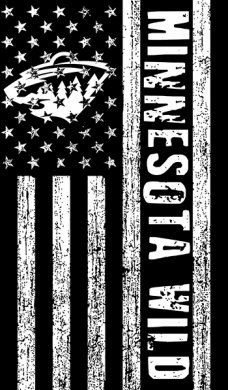 Minnesota Wild Black And White American Flag logo decal sticker