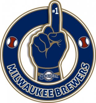 Number One Hand Milwaukee Brewers logo decal sticker