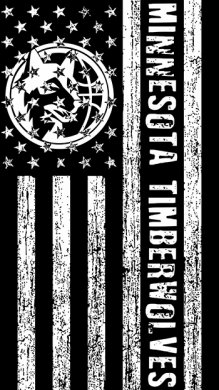Minnesota Timberwolves Black And White American Flag logo decal sticker