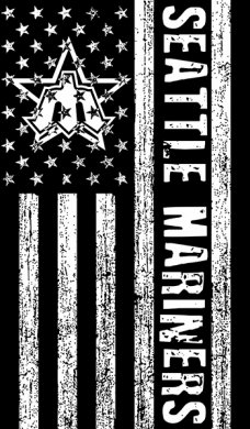 Seattle Mariners Black And White American Flag logo decal sticker