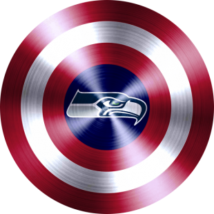 Captain American Shield With Seattle Seahawks Logo Sticker Heat Transfer