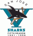 San Jose Sharks 1996 97 Anniversary Logo 02 Sticker Heat Transfer