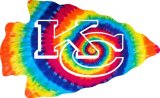 Kansas City Chiefs rainbow spiral tie-dye logo decal sticker