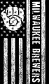 Milwaukee Brewers Black And White American Flag logo decal sticker