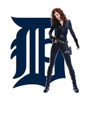 Detroit Tigers Black Widow Logo Sticker Heat Transfer