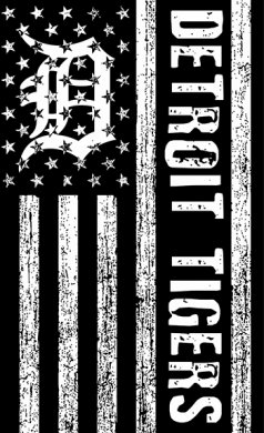Detroit Tigers Black And White American Flag logo decal sticker