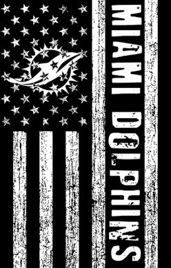 Miami Dolphins Black And White American Flag logo decal sticker