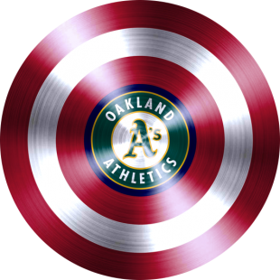Captain American Shield With Oakland Athletics Logo Sticker Heat Transfer