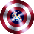 Captain American Shield With Miami Marlins Logo Sticker Heat Transfer