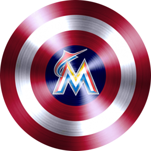 Captain American Shield With Miami Marlins Logo Sticker Heat Transfer