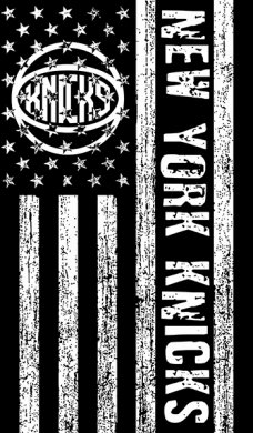 New York Knicks Black And White American Flag logo decal sticker