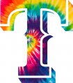 Texas Rangers rainbow spiral tie-dye logo decal sticker