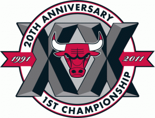 Chicago Bulls 2011 Anniversary Logo Sticker Heat Transfer
