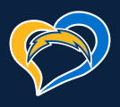 Los Angeles Chargers Heart Logo Sticker Heat Transfer