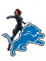 Detroit Lions Black Widow Logo Sticker Heat Transfer