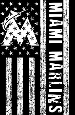 Miami Marlins Black And White American Flag logo Sticker Heat Transfer