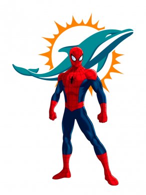 Miami Dolphins Spider Man Logo Sticker Heat Transfer