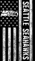 Seattle Seahawks Black And White American Flag logo decal sticker