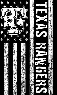 Texas Rangers Black And White American Flag logo decal sticker