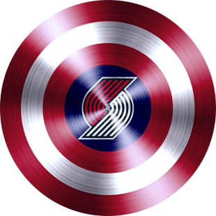Captain American Shield With Portland Trail Blazers Logo Sticker Heat Transfer