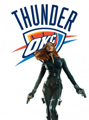 Oklahoma City Thunder Black Widow Logo Sticker Heat Transfer