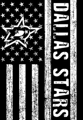Dallas Stars Black And White American Flag logo decal sticker