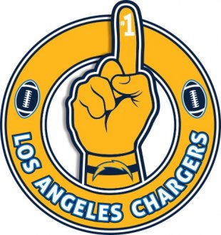 Number One Hand Los Angeles Chargers logo Sticker Heat Transfer