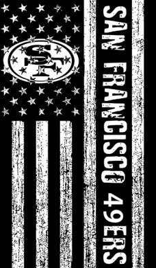 San Francisco 49ers Black And White American Flag logo decal sticker
