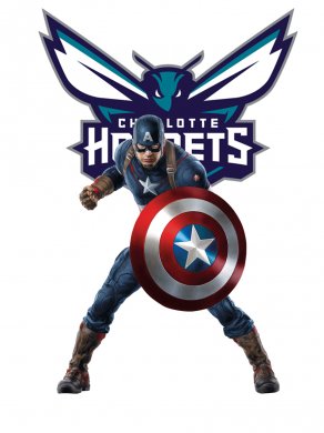 Charlotte Hornets Captain America Logo decal sticker