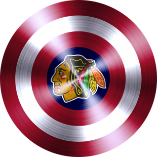 Captain American Shield With Chicago Blackhawks Logo Sticker Heat Transfer