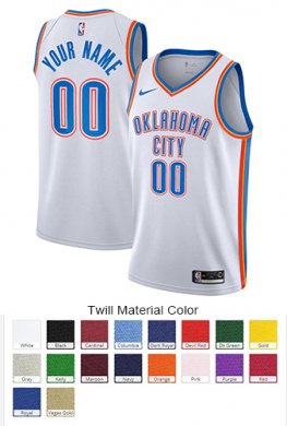 Oklahoma City Thunder Letter and Number Kits for Association Jersey Material Twill
