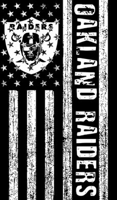 Oakland Raiders Black And White American Flag logo Sticker Heat Transfer
