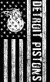 Detroit Pistons Black And White American Flag logo Sticker Heat Transfer