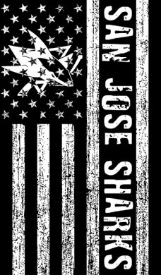 San Jose Sharks Black And White American Flag logo decal sticker